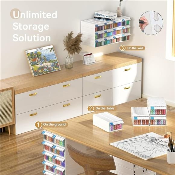 Diamond Painting Storage, 4 Pack Stackable Bead Organizer 140 Slots Containers - Picture 4 of 7